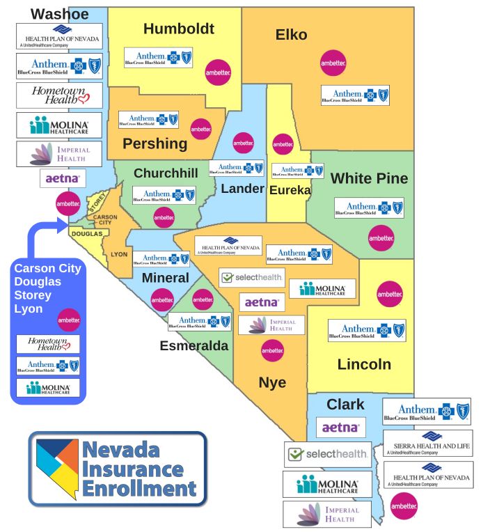 2025 Nevada Health Insurance Carrier Coverage by County - Map (mobile vertical)