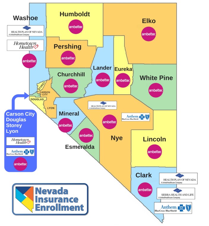 2025 OFF Exchange - Nevada Health Insurance Carrier Coverage by County - Map